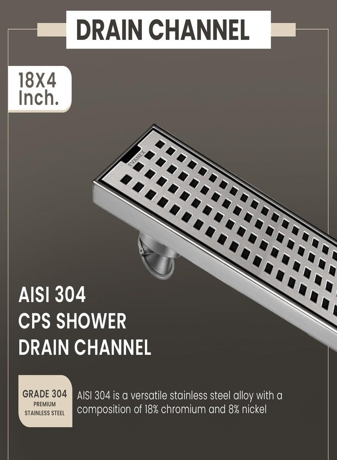 EVANEX EVANEX Floor Drainer for Bathroom | 18x4 Inch 304 Grade Stainless Steel Bathroom Floor Drain | Shower Water Drain Channel with Cockroach Trap | Water Shower Drain Channel Jali - Image 5